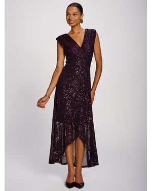 Jolie Moi Sequin V-Neckline Maxi Dress - Red