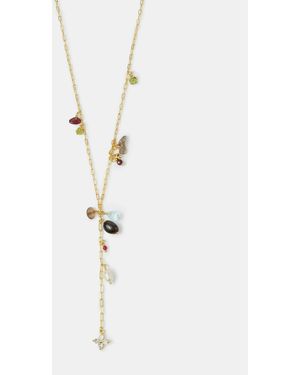 Accessorize 14Ct-Plated Semi Precious Lariat Necklace - White