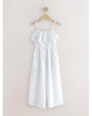 Next Sleeveless Foldover Maxi Dress With Cutwork - White