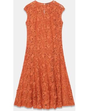 Mint Velvet Lace Midi Dress - Orange