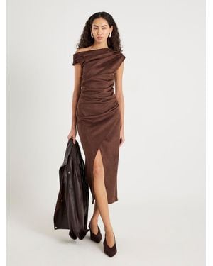 River Island Sl Suedette Drape Dress - Natural