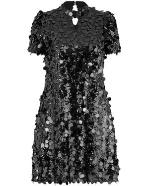 Yumi' Big Sequin Tunic With Keyhole Neckline Dress - Black