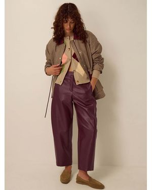 Monsoon Tara Faux Leather Barrel Pants - Brown