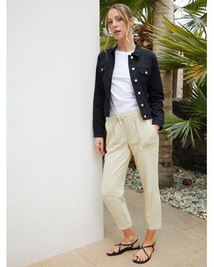 Threadbare Regular Fit Linen Blend Tapered Trousers - Natural