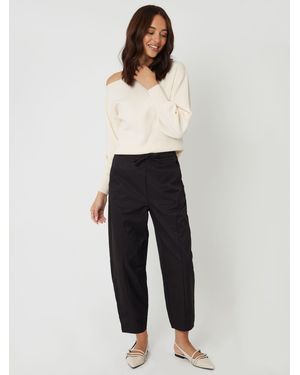 Threadbare Curved Seam Barrel Leg Trousers - White