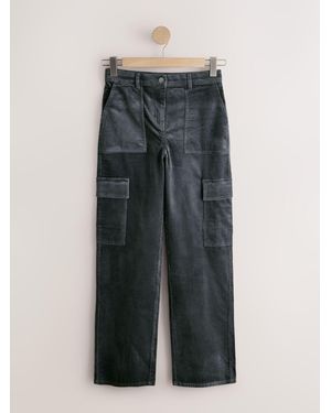 Next Straight Cargo Cord Pants With Modal - Gray