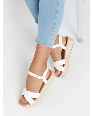 Yours Curve Extra-Wide Fit Cross Espadrille 100% Linen Wedges4 Eu 37 - Blau