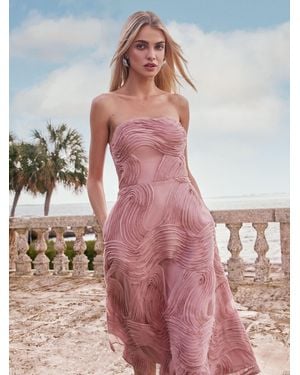 Lipsy Petite Premium 3D Textured Trim Bandeau Prom Dress - Pink