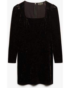 Superdry Velvet Square Neck Mini Dress - Black