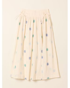 FatFace Fatface Kit Embroidered Midi Skirt - Natural