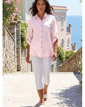 Roman Contrast Button Detail Shirt - Pink