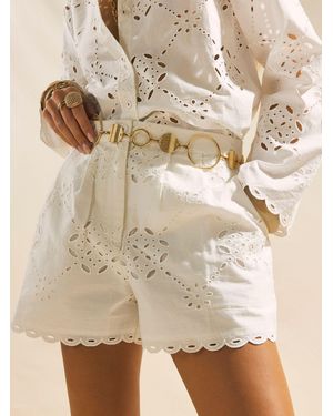 River Island Poplin Cutwork Shorts - Natural