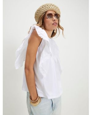 River Island River Island Cotton Frill Smock Jersey Blouse - White
