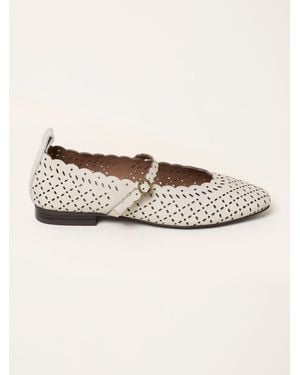 FatFace Fatface Leather Lasercut Ballerina Flat - Natural