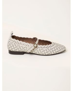 FatFace Fatface Leather Lasercut Ballerina Flat - Natur
