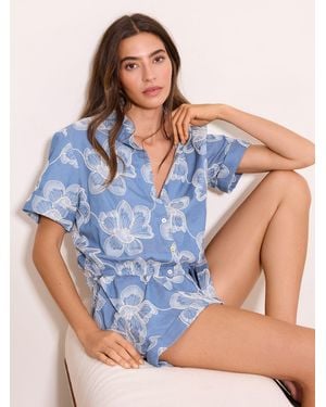 Lipsy Embroidered Bubble Hem Shirt - Blue