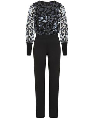 Hot Squash Ponte Jumpsuit With Blouson Sleeves - Black