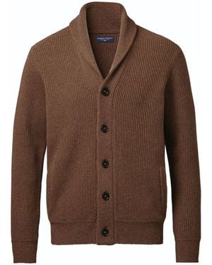 Charles Tyrwhitt Chunky Merino Shawl Neck Cardigan - Brown