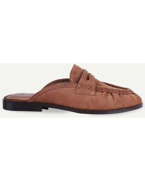 OFF THE HOOK Tiggy Suede Open Back Slip-On Loafers - Brown