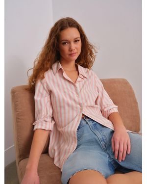 Next Oversized Long Sleeve Oxford Shirt - Brown