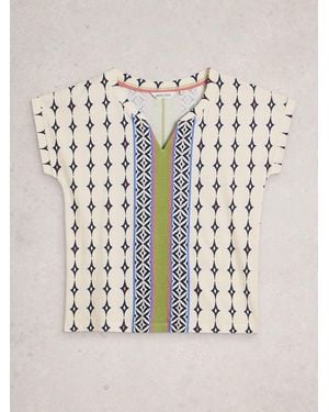 White Stuff Nelly Notch Neck T-Shirt - Natural