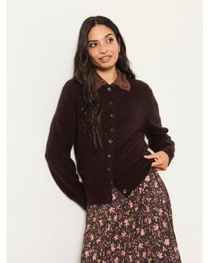 FatFace Fatface Halle Chocolate Knitted Crew Button Front Cardigan - Brown