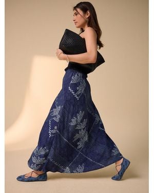 Next Palm Print Midi Skirt - Blue