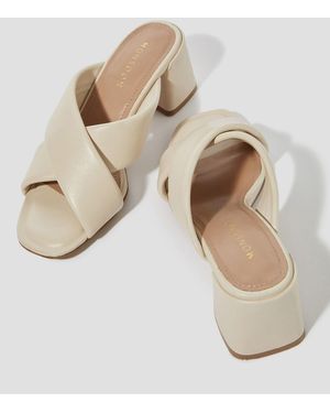 Monsoon Oralia Leather Crossover Mule Heels - Natural