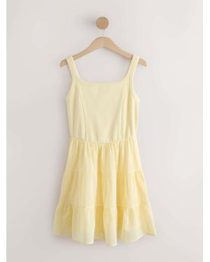Next Square Neck Mini Tiered Summer Dress - Yellow
