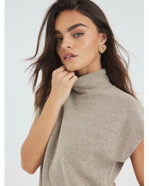 River Island Grown On Sleeve Glitter T-Shirt - Grey