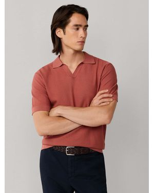 Hackett Knitted Short Sleeve Polo Shirt - Red