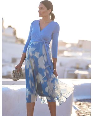 Seraphine Premium Maternity & Nursing Wrap Dress - Blue