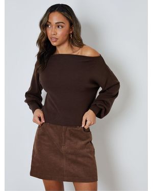 Threadbare Mini Corduroy Skirt - Brown