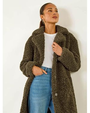 Roman Petite Teddy Longline Coat - Green