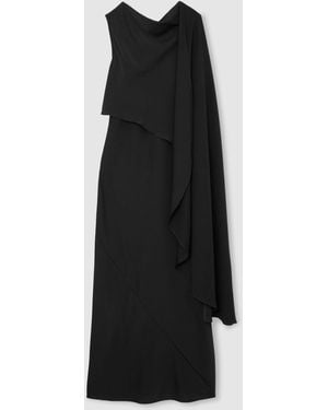Reiss Asymmetric Cape-Detail Maxi Dress - Black