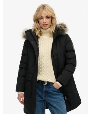 Superdry Everest Faux Fur Parka Coat - Black