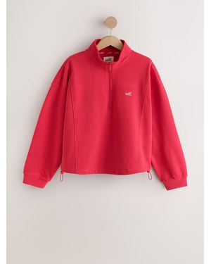 Self Half Zip Sweatshirt - Red