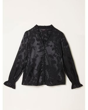 FatFace Fatface Briar Jacquard Top - Black