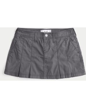 Hollister Low Rise Twill Pleated Mini Skirt - Grau