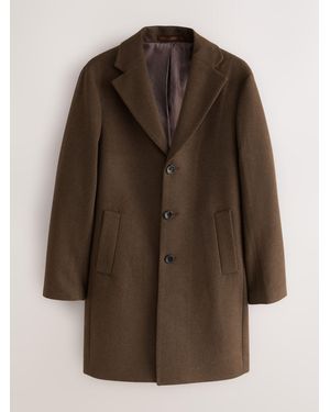 Next N. Premium Epsom Overcoat With Wool - Brown