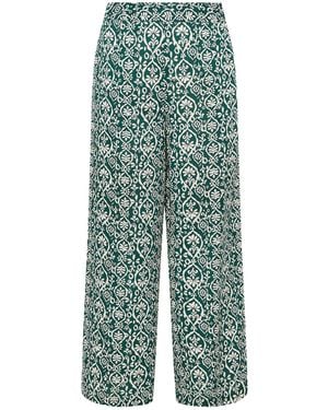 M Com Petite Inky Motif Wide Leg Pants - Green