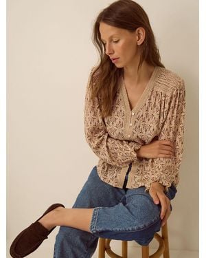 Monsoon Clementine Lace Print Top - Blue