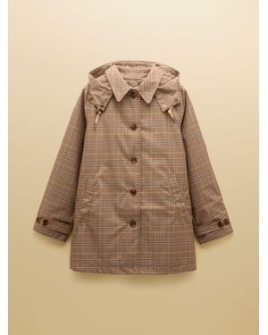 Joules Rainmore Check Waterproof Button Through Raincoat - Natural