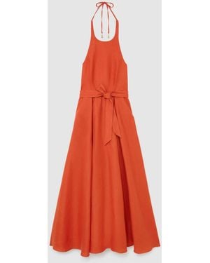 Reiss Paules Open-Back Linen Maxi Dress - Red