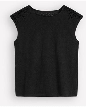 Boden Tara Cutwork Linen T-Shirt - Black