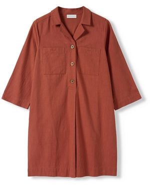 Celtic & Co. Placket Detail Knee Length Dress - Red