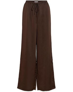 Vila Satin Wide Leg Relaxed Pants - Brown