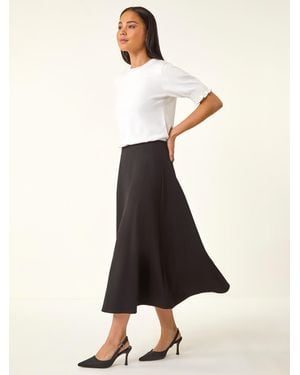 Roman Petite Ponte Stretch Midi Skirt - White