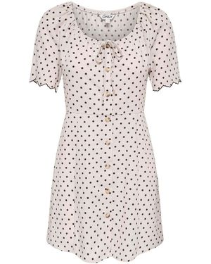 ONLY Polka Dot Linen Look Short Dress - White