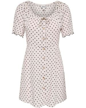 ONLY Polka Dot Linen Look Short Dress - White